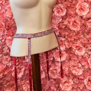 Victoria's Secret Red/Silver Bling Garter Belt